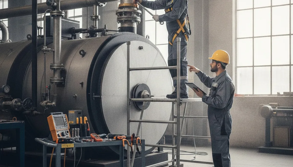 Boiler repair technician servicing a home in Modesto, CA for fast same-day heating inspection