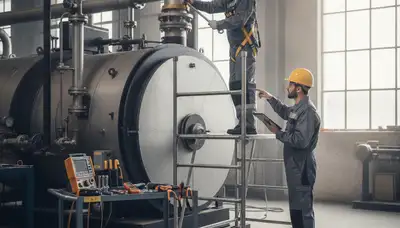 Boiler repair technician servicing a home in Modesto, CA for fast same-day heating inspection