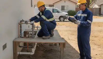 Modesto, CA plumbing repair team fixing a residential pipe leak for fast local service