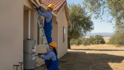 Plumber repairing a leak in Modesto, CA for plumbingmodestoca-new.com plumbing services