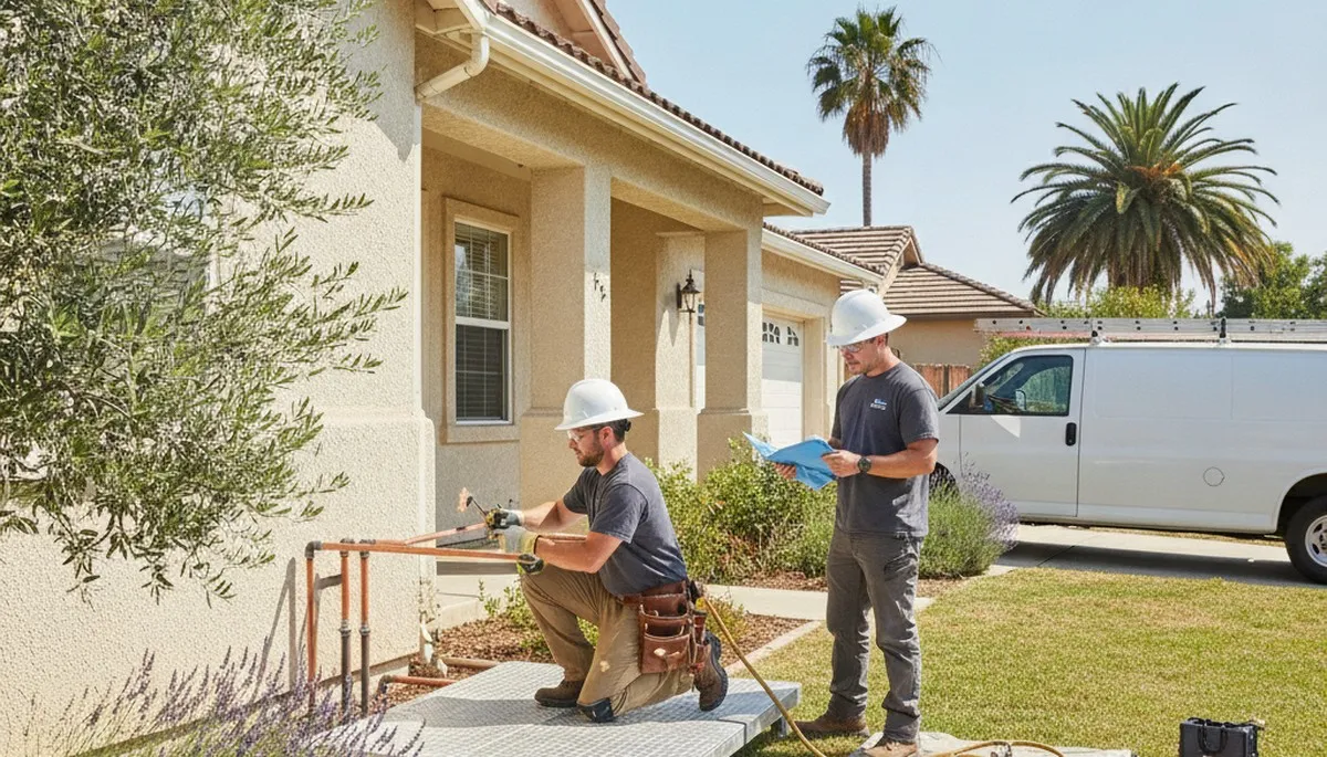 Professional plumber providing repair service in Modesto, CA for a plumbing business website