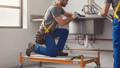 Plumbing repair technician fixing a leak for a Modesto, CA home
