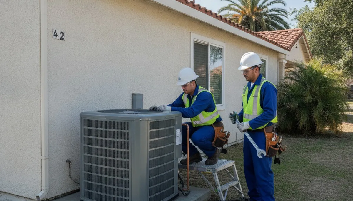 Modesto, CA plumbing repair technician servicing a residential pipe leak