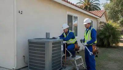 Modesto, CA plumbing repair technician servicing a residential pipe leak