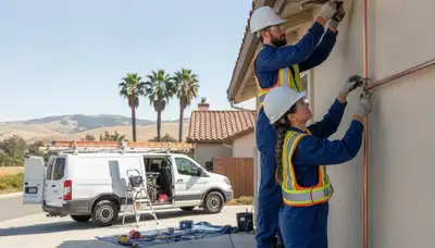 Plumber repairing plumbing in Modesto, CA for a local plumbing service job