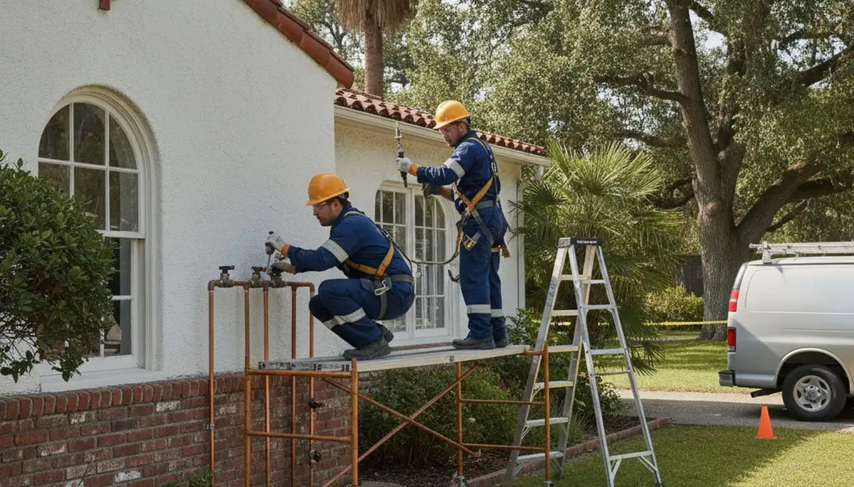 Professional plumber repairing a pipe in Modesto, CA for plumbing service needs