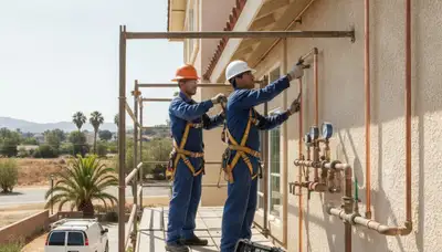 Plumber repairing a plumbing system in Modesto, CA for residential service call