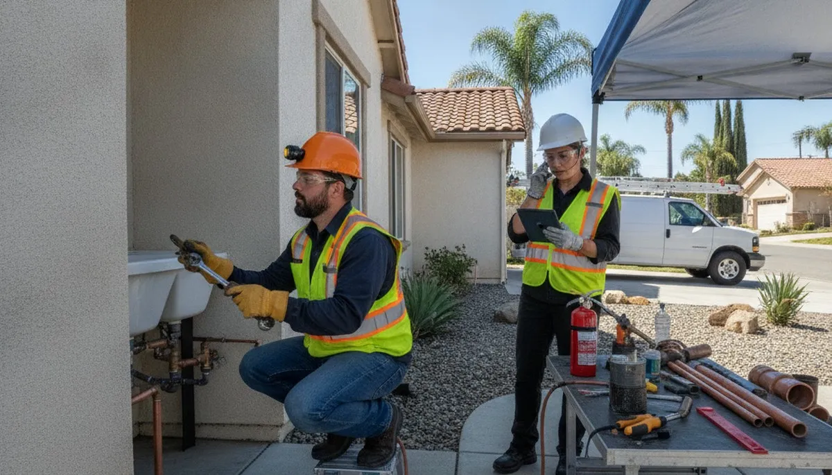 Plumber repairing a pipe in Modesto, CA for plumbingmodestoca-new.com