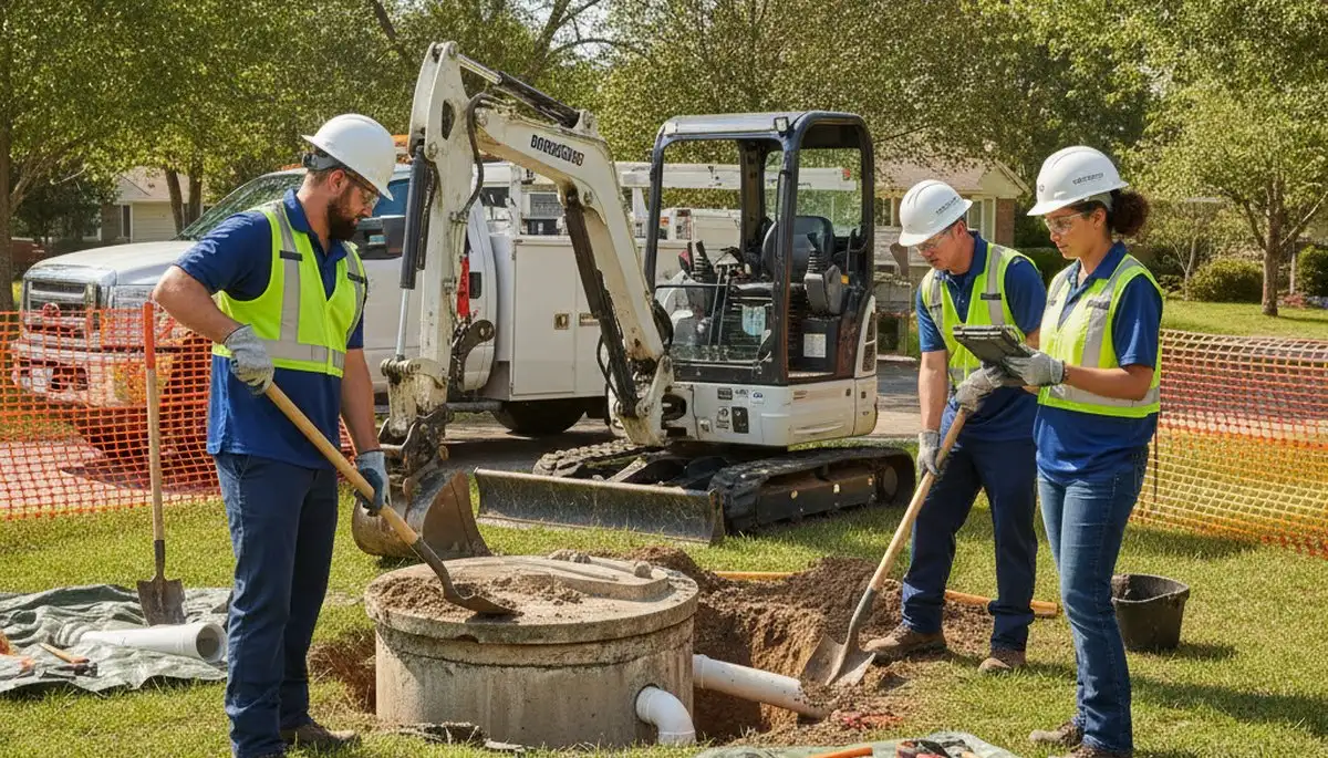 Septic repair technician servicing home plumbing in Modesto, CA