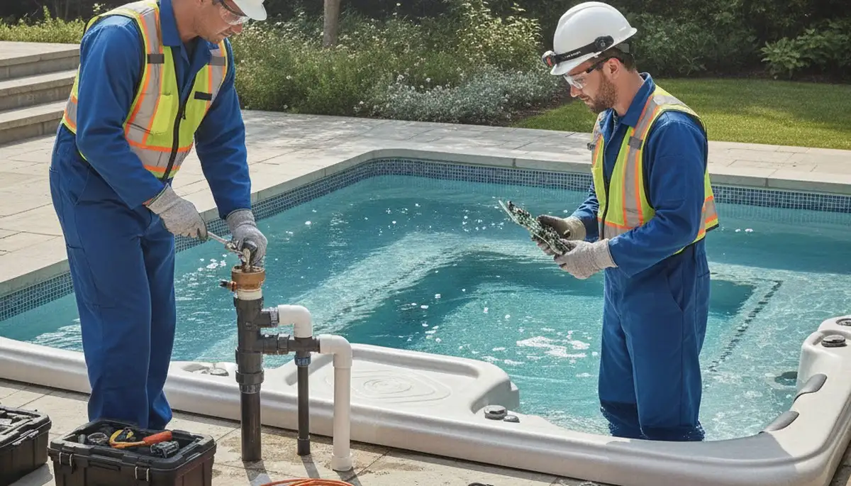 Modesto, CA plumber repairing a home spa for reliable spa repair service