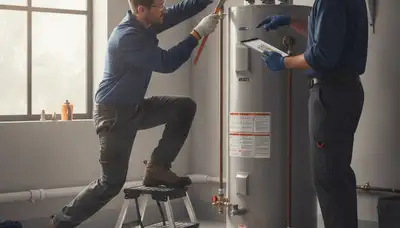 Modesto, CA plumber repairing a water heater for reliable home service